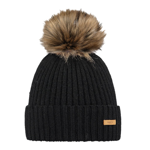 Barts Augusti beanie in black. This knit beanie with a fur pom-pom is a favourite with ICEGRIPPER customers.