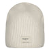 Barts Darty Beanie in Cream. Ribbed pattern women's beanie, 65% recycled polyester, cuffed-less beanie, with a higher fit.