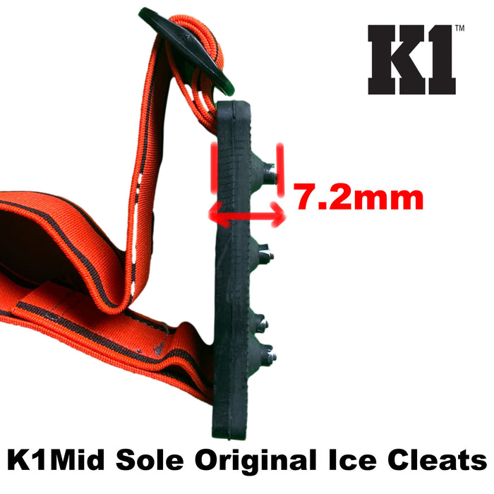 K1 Mid Sole Original Ice Cleats are 7.2mm deep. Buy now from ICEGRIPPER