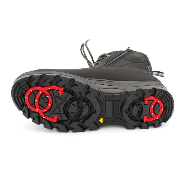 The Keele in Black, features our signature OC System retractable ice grips built into the sole. Flip them out when it's slippery, tuck them away when it’s not – perfect for switching from snowy pavements to frosty country walks without missing a beat. Buy now at ICEGRIPPER.