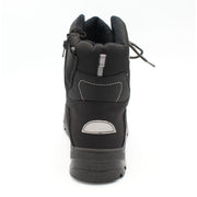 The Keele Men's winter boot, black, designed to tackle everything the season throws at you. Cold, wet, or icy conditions are no match for its rugged build, with a 100% waterproof matt PU and nylon upper and the patented OC anti slip system built into the sole. Buy now at ICEGRIPPER.