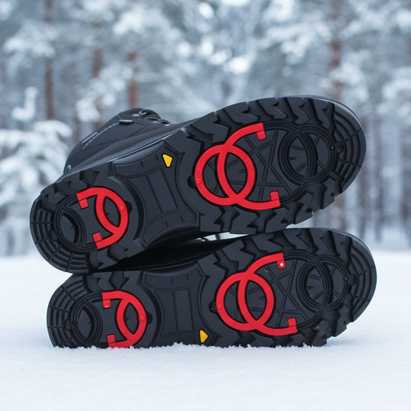 Meet the new Mammal Keele OC Men's winter boot, designed to tackle everything the season throws at you. Cold, wet, or icy conditions are no match for its rugged build, with a 100% waterproof matt PU and nylon upper and the patented OC anti slip system built into the sole. Buy now at ICEGRIPPER.