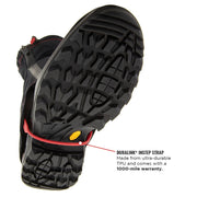 Close-up of the red Duralink instep strap on the Kahtoola LEVAgaiter GTX. Buy now at ICEGRIPPER.