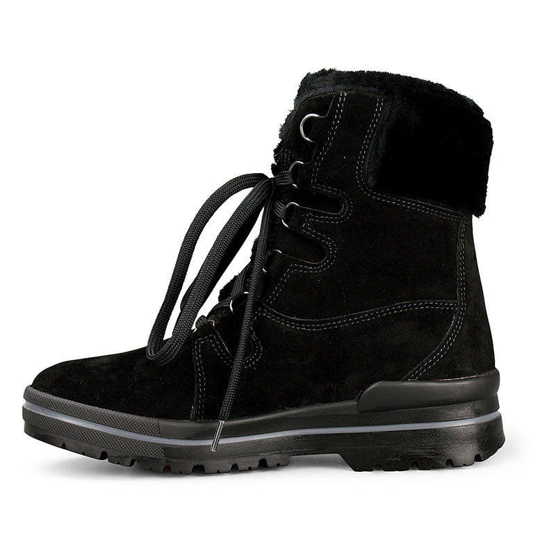 Olang Meribel in Black, winter thermal snow boot with lace-up closure and shearling cuff, featuring the OC ice grip system sole.