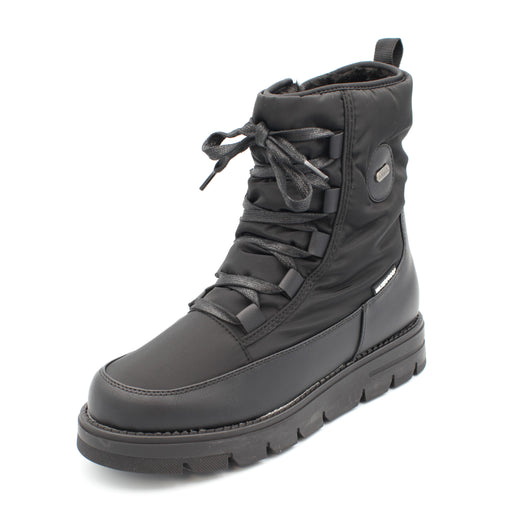 The Taylor, Black, is a Women's waterproof winter boot with ice grip OC System soles. It features a side zip for easy entry and front laces for personalised fit. Buy now at ICEGRIPPER.