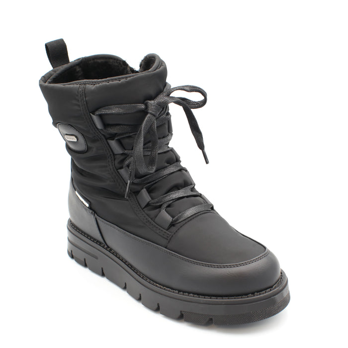 The Taylor, Black, is a Women's waterproof winter boot with ice grip OC System soles. It features a side zip for easy entry and front laces for personalised fit. Buy now at ICEGRIPPER.
