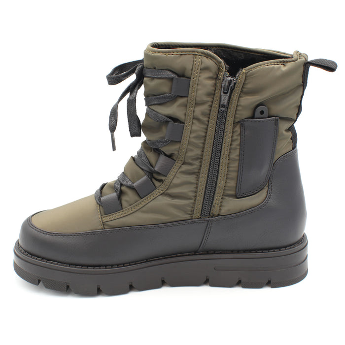 The Taylor, Olive, is a Women's waterproof winter boot with ice grip OC System soles. It features a side zip for easy entry and front laces for personalised fit. Buy now at ICEGRIPPER.