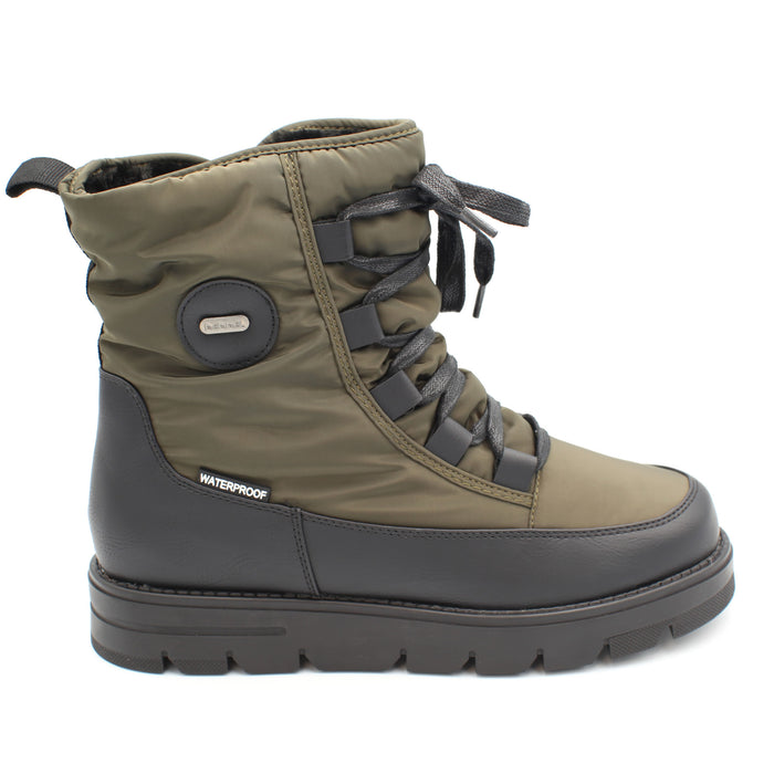 The Taylor, Olive, is a Women's waterproof winter boot with ice grip OC System soles. It features a side zip for easy entry and front laces for personalised fit. Buy now at ICEGRIPPER.
