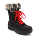 The Yukon Women's Winter Boot in Black, features faux fur trim for extra warmth and winter flair, a removable felt insole for all-day comfort, YKK side zipper with gusset and lace-up front for easy wear and a snug fit, and comes with an extra pair of black laces to switch up your look. It also features the incredible on/off ice grip anti slio OC System soles. Buy now at ICEGRIPPER.