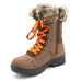 The Yukon Women's Winter Boot in Brown, features faux fur trim for extra warmth and winter flair, a removable felt insole for all-day comfort, YKK side zipper with gusset and lace-up front for easy wear and a snug fit, and comes with an extra pair of brown laces to switch up your look. It also features the incredible on/off ice grip anti slio OC System soles. Buy now at ICEGRIPPER.