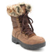 The Yukon Women's Winter Boot in Brown, features faux fur trim for extra warmth and winter flair, a removable felt insole for all-day comfort, YKK side zipper with gusset and lace-up front for easy wear and a snug fit, and comes with an extra pair of brown laces to switch up your look. It also features the incredible on/off ice grip anti slio OC System soles. Buy now at ICEGRIPPER.