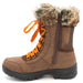 The Yukon Women's Winter Boot in Brown, features faux fur trim for extra warmth and winter flair, a removable felt insole for all-day comfort, YKK side zipper with gusset and lace-up front for easy wear and a snug fit, and comes with an extra pair of brown laces to switch up your look. It also features the incredible on/off ice grip anti slio OC System soles. Buy now at ICEGRIPPER.