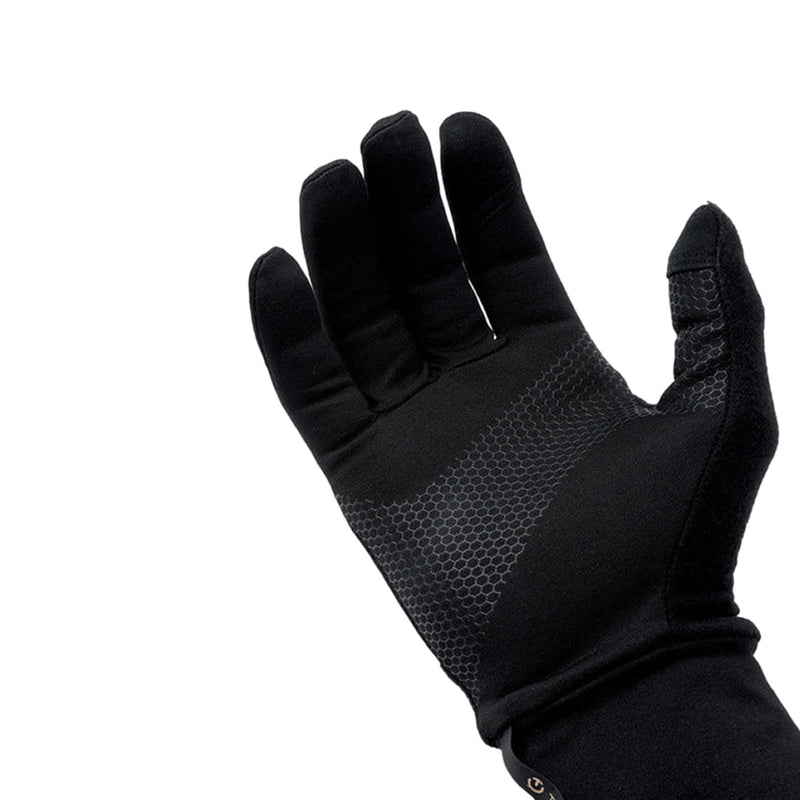 Active Light Tech Glove in Black. Showing gloves silicone plam and thumb, for improved grip. Also demonstrates shape and fit when worn and in use. Buy now at ICEGRIPPER.