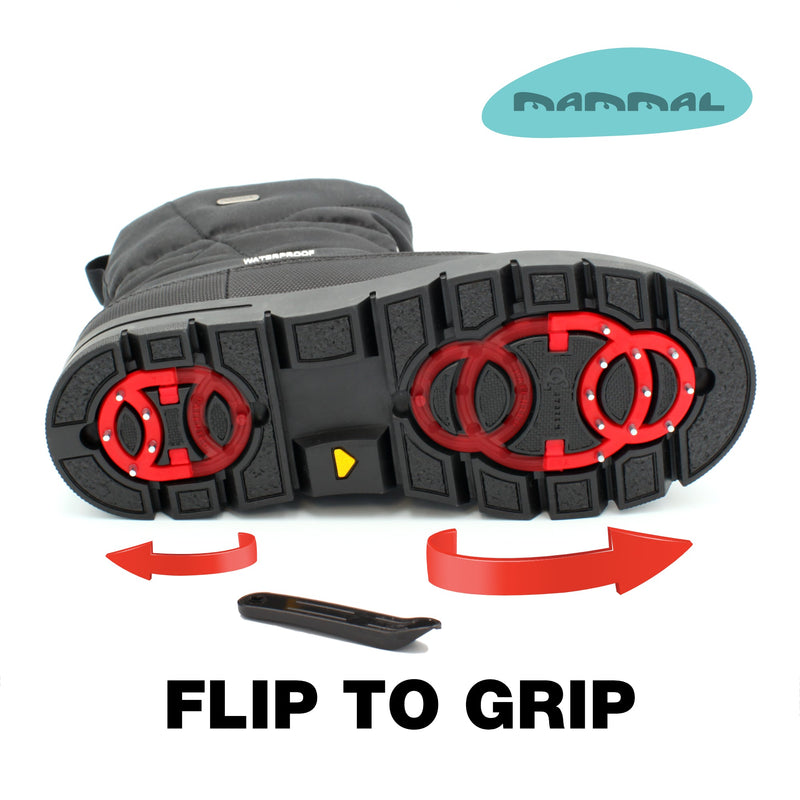 OC System retractable ice grip changing between folded and active positions