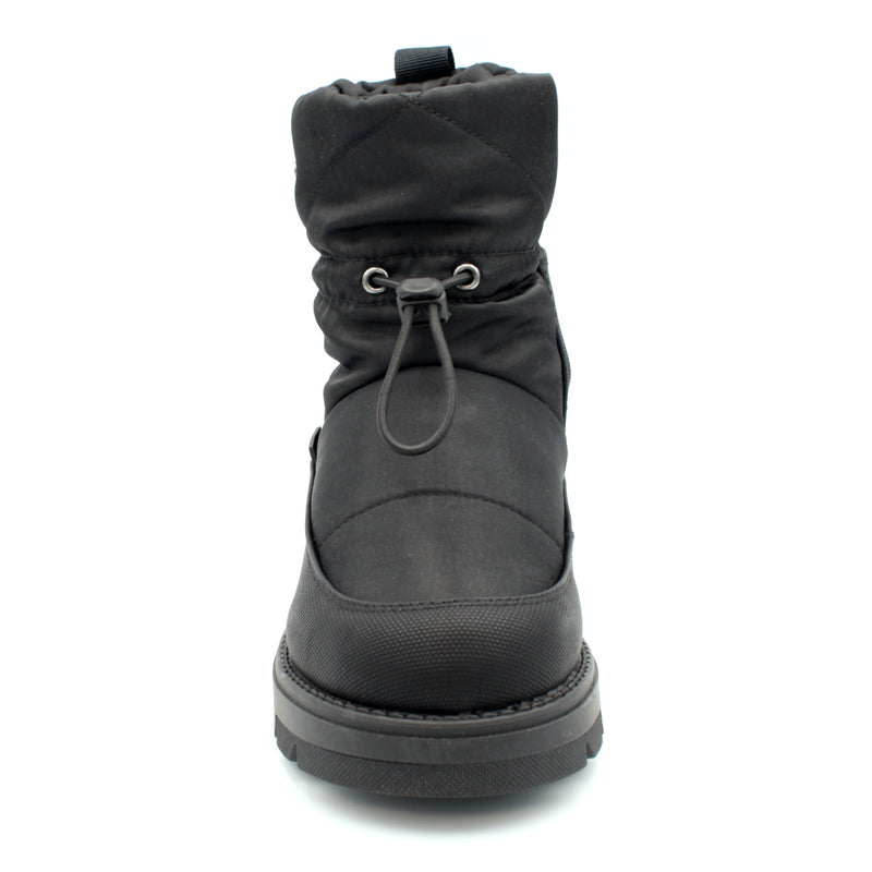 Front view showing the drawstring closure on Mammal Amelie OC Black winter boot