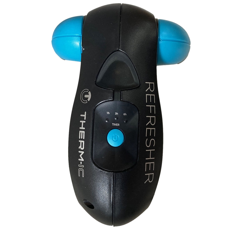 Therm.ic Boot Refresher Antibacterial Dryer for Boots, Shoes and Gloves. Showning the on and off button and timer controls. Buy now at ICEGRIPPER.