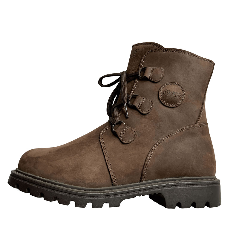 Alternate side profile of the Olang Charro OC boot. Showing the hydro oiled Nubuck leather, boot stitching and textured sole.