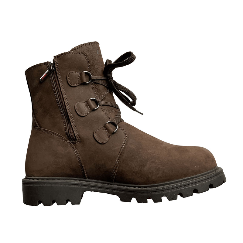 Side profile of the Olang Charro OC boot. Showing the easy entry zip and luxurious hydro oiled Nubuck leather.