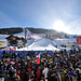 Crowd scene at the bottom of the competitor ski run in Borio, Italy.