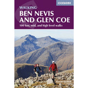 Book cover of 'Walking Ben Nevis and Glen Coe' with hikers on a mountain landscape.