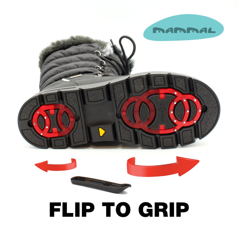 OC System retractable ice grip changing between folded and active positions on Mammal Leah