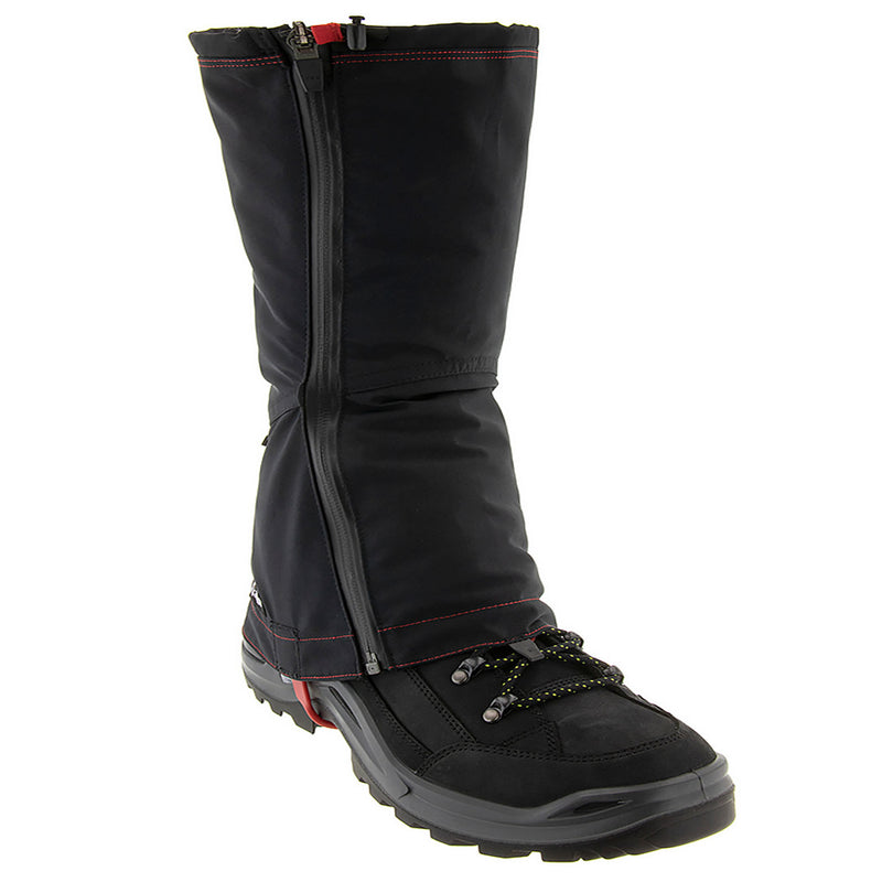 Kahtoola LEVAgaiter GTX Tall shown worn on a Hiking Boot. Buy now at ICEGRIPPER.