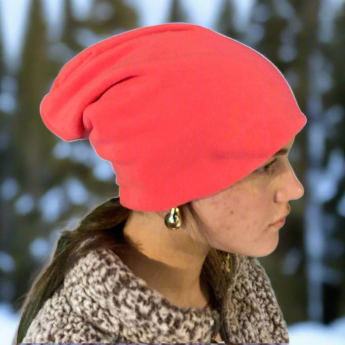 Only at ICEGRIPPER, the Long Beanie in Raspberry, can be worn short, or 'Scandi' style long. Perfect for winter walking