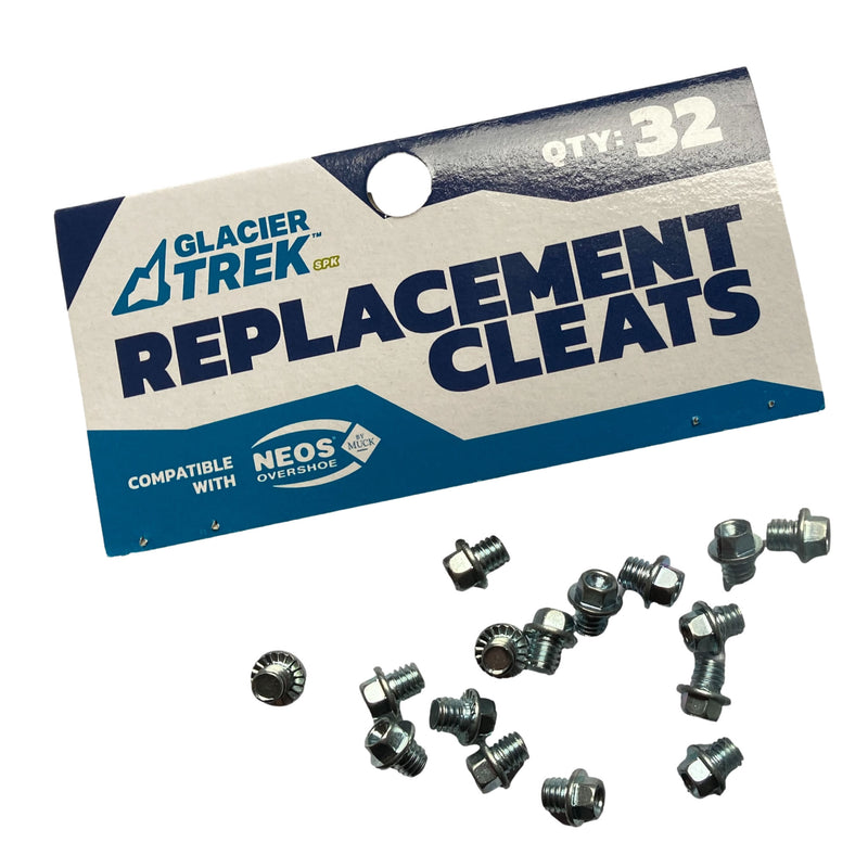 Worn or lost studs on your NEOS Overboots? Don't worry! Pack of 32 replaceable steel stud cleats. Fits all models of NEOS Overboots with Glacier Trek Outsoles. Order now at ICEGRIPPER