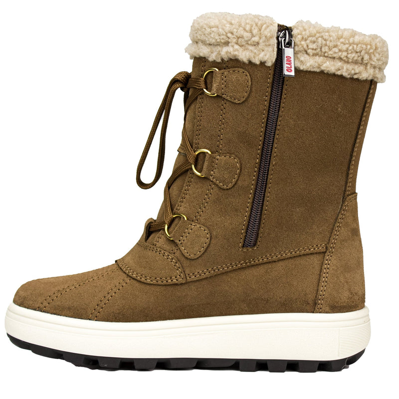 Outer side view of Olang Hupa OC Tex women's winter boot in Tan