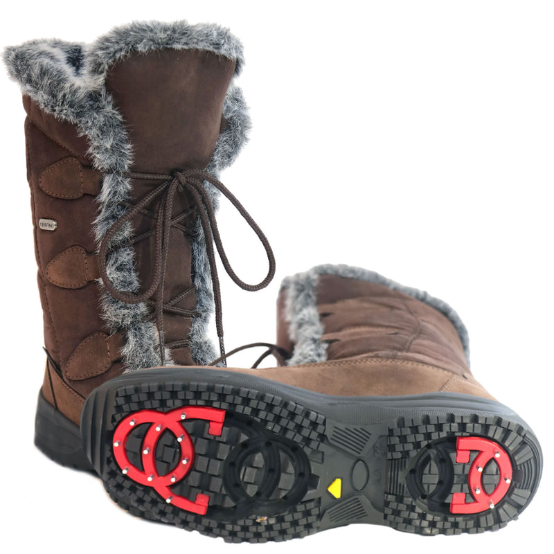 Step into winter with confidence and style in the latest iteration of the Oribi OC Boot. Combining sleek Italian design with practical cold-weather features. This chic boot is the perfect choice for when temperatures plummet or snow blankets the ground. With on/off ice grip soles - buy now at ICEGRIPPER.
