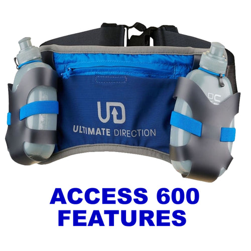 Video demonstrating the features of the Ultimate Direction 600 Hydration Belt. A lightweight running belt built for trail runs, training miles, hiking and fast-moving outdoor adventures. Buy now at ICEGRIPPER.