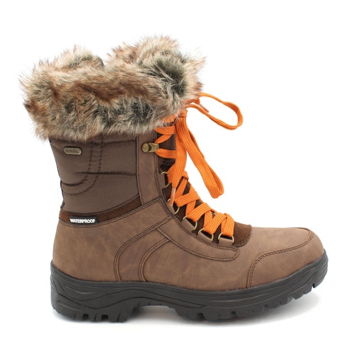 Yukon OC Women's Winter Boots - Brown. Lined with ultra-soft Berber fleece and packed with HeatMX thermal insulation rated to -30°C. Yukon keeps your feet warm and cozy, even when the temperature drops well below freezing. The waterproof PU nubuck and suede nylon upper keeps the slush and snow out, so you stay dry and comfortable all day. Buy now at ICEGRIPPER.