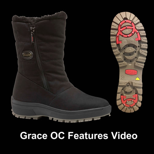 Demonstration video for Olang GRACE TEX OC Black Women Winter Thermal Snow Boot. Buy now at ICEGRIPPER.
