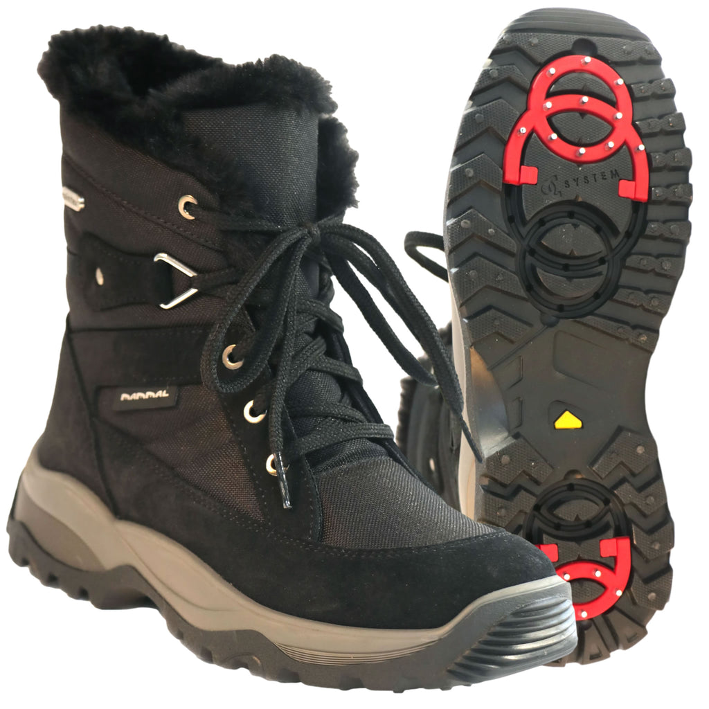 Hit the Slopes and Trails in Style, with Mammal Iona OC Boots. This video demonstrates the main features. Take on the slopes or woodland trails with confidence in this smart and practical ankle boot. Featuring stylish front lacing detail, a cozy faux fur trim, and sleek nylon and suede-effect uppers, this boot is designed to keep you both warm and stylish in colder weather. Buy now at ICEGRIPPER.