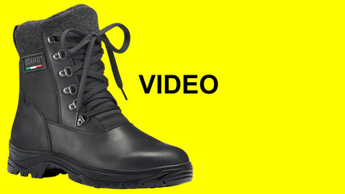 VIDEO demonstrating Olang KURSK TEX OC Black Mens Premium York Leather Thermal Ice Grip Boot.