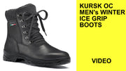 Demo Video for KURSK TEX OC Black Mens Premium York Leather Thermal Ice Grip Boot. Buy now at ICEGRIPPER.
