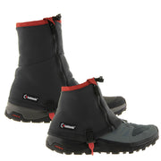 Kahtoola RENAgaiter Low and Mid shown together worn on a trail shoe, to demonstrate the height difference. Buy now at ICEGRIPPER.