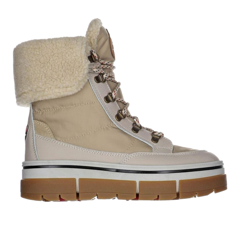 Pajar Henta OC Womens Winter Boot in Sand is an 8-inch lace-up boot featuring a fold-over sherpa collar and a vegan nubuck leather upper, combining rugged durability with a soft, stylish look. The Henta OC is fully waterproof and seam-sealed, so slush, snow, and sleet stay outside where they belong. Each boot is pre-treated to resist water and stains, helping them stay fresh and looking great season after season. Available now at ICEGRIPPER.
