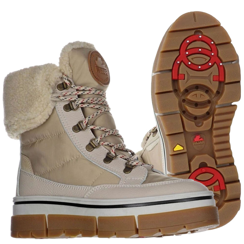 Pajar Henta OC Ice Gripper Women's Winter Boot in Sand. Designed for women who don’t let winter slow them down. The on/off OC System ice grip sole provides amazing traction even on slick, glare ice. Buy now at ICEGRIPPER.