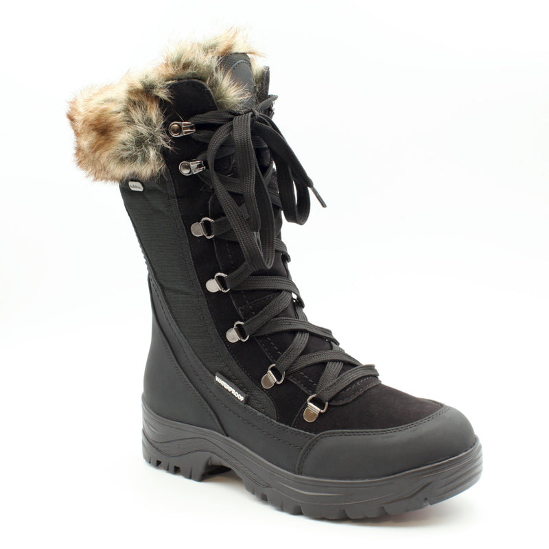 Mammal Steele OC Black full-length winter boot shown with the included black laces