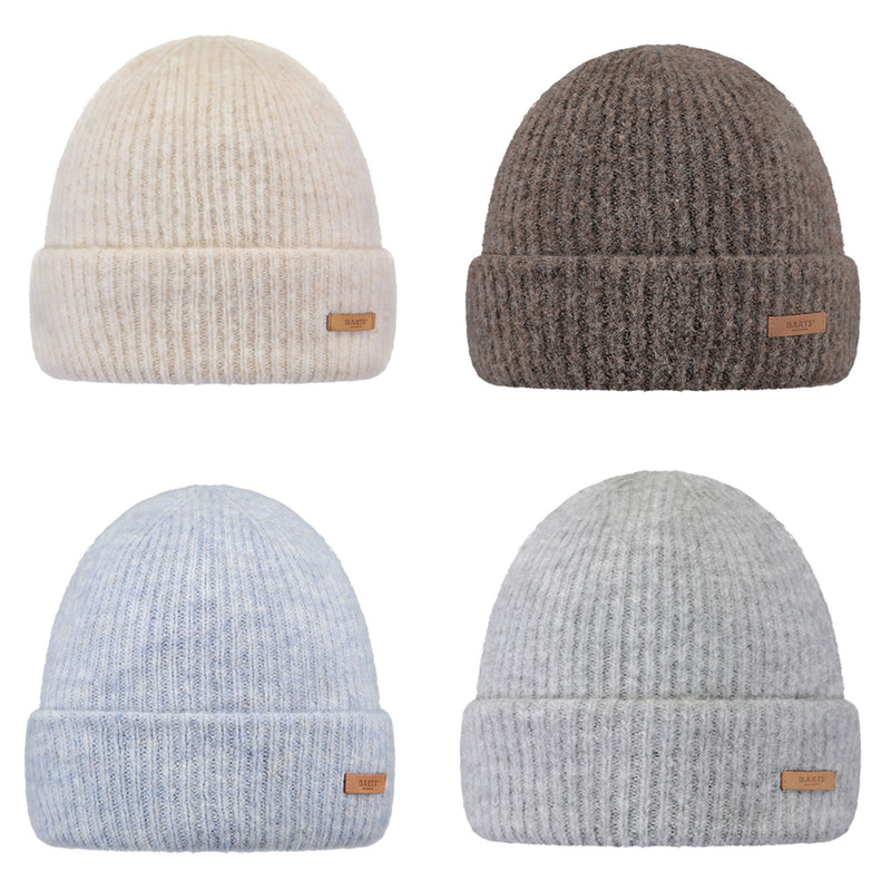 Barts Witzia Beanies in Cream, Brown, Light Blue and Heather Grey. An extra-soft, stretchy, winter staple perfect for chilly days. Pair it with our Witzia Scarves and Witzia Gloves for an effortlessly snug winter combo you’ll reach for again and again. Buy now at ICEGRIPPER.