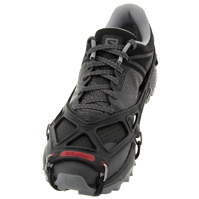 Black Exospikes on a trail shoe - ICEGRIPPER