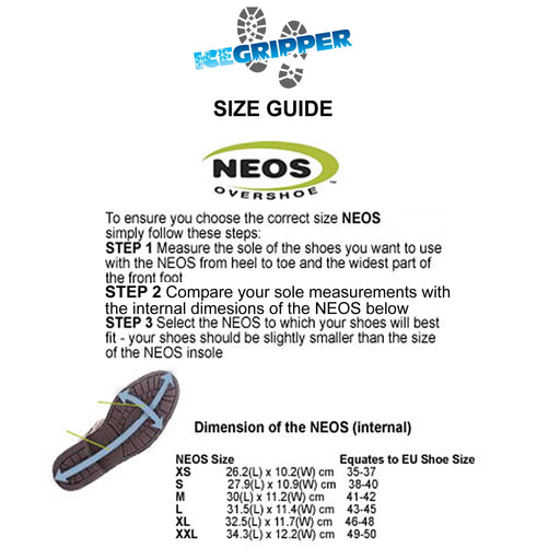 NEOS Explorer STABILicers SIZE GUIDE from ICEGRIPPER