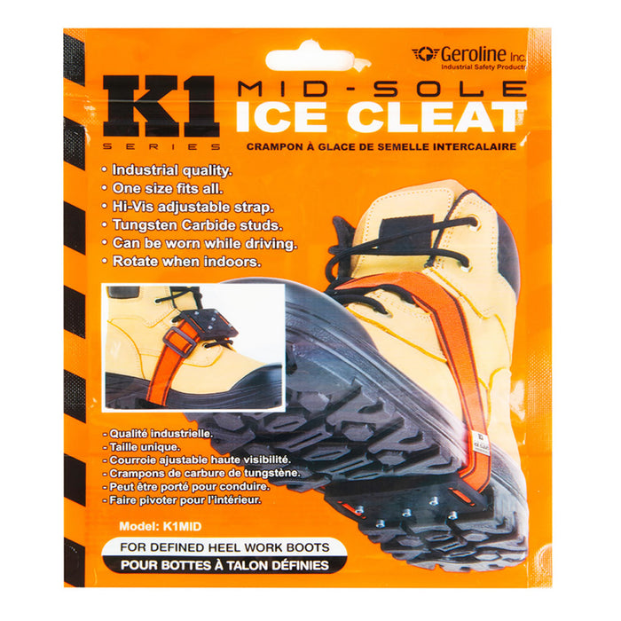 Quick and easy to use outdoors and indoors K1 Mid Sole Ice Cleat only at ICEGRIPPER