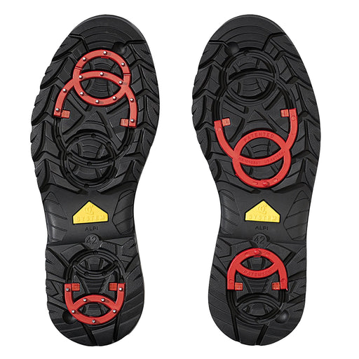 Olang Bucefalo feature OC traction soles, which can be on or off. Icegripper also stock replacement fittings,.