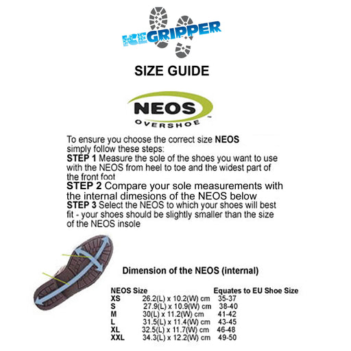 NEOS Navigator Size Guide from ICEGRIPPER