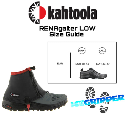 Kahtoola Renagaiter LOW size guide from ICEGRIPPER