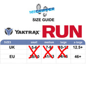Yaktrax Run size guide from ICEGRIPPER
