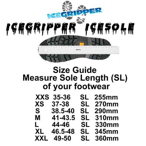 ICEGRIPPER ICEsole Size Guide